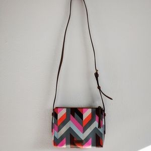 Fossil Crossbody Purse Geometric Vegan Leather